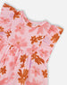 Printed Tunic And Solid Leggings Set Pink And Coral Flowers - G30E11_080