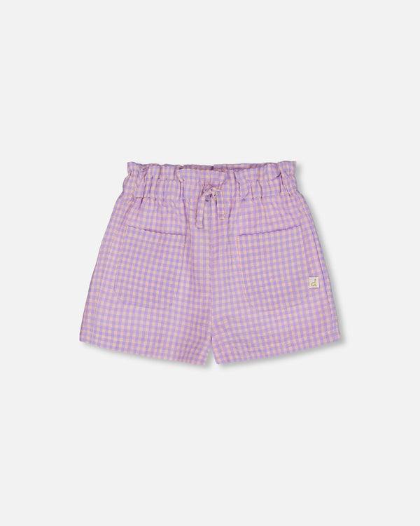 Printed Gingham Short Lilac And Pink - G30E26_000