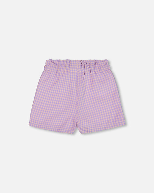 Printed Gingham Short Lilac And Pink - G30E26_000