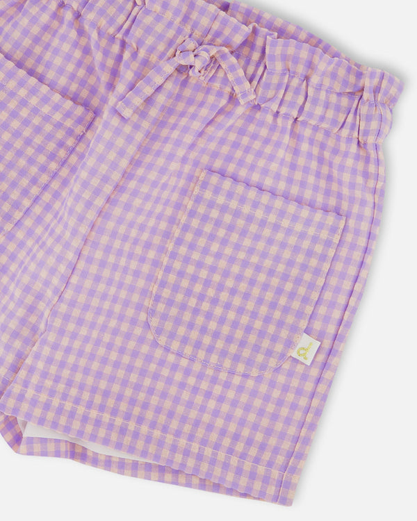 Printed Gingham Short Lilac And Pink - G30E26_000