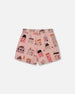 Printed French Terry Short Pink And Coral Houses - G30E27_081