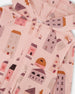 Printed French Terry Hoodie Cardigan Pink And Coral Houses - G30E30_081