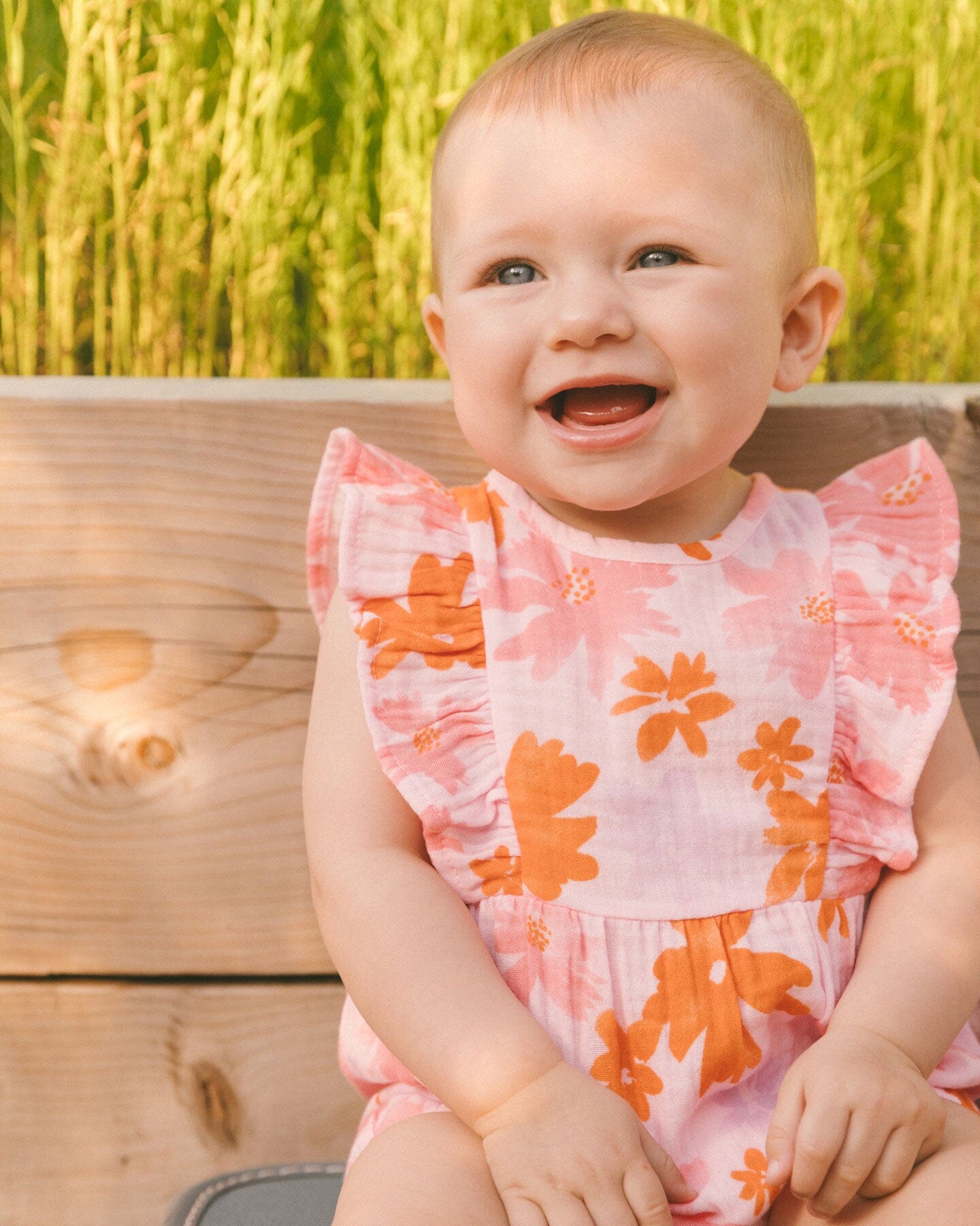 Printed Muslin Romper Pink And Coral Flowers One-Piece & Baby Rompers Deux par Deux 