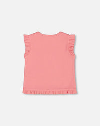 Rib Tank Top With Frills Coral Pink - G30E71_686