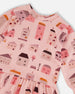 Printed French Terry Dress Pink And Coral Houses - G30E86_081