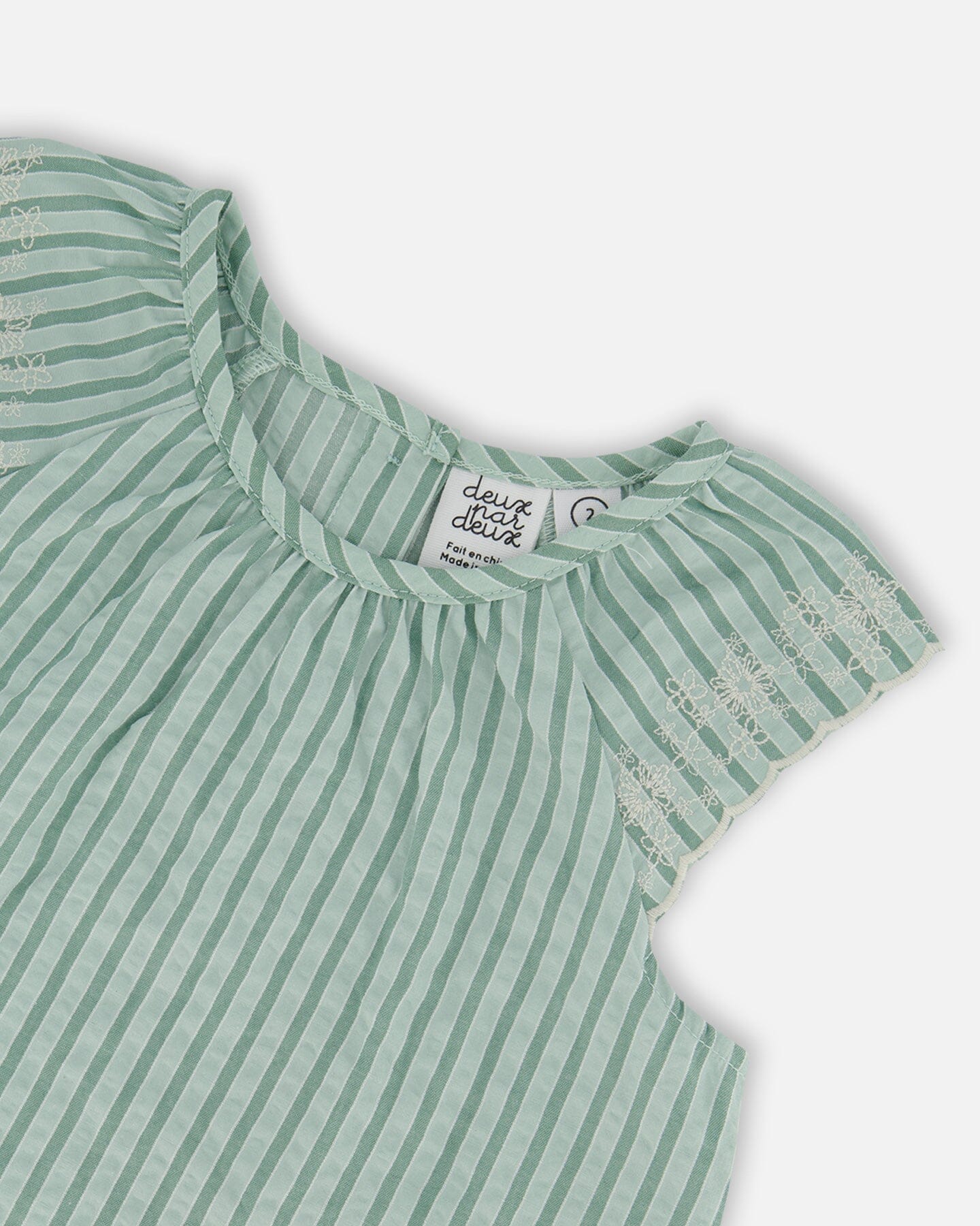 Chambray Blouse And Short Set Mint Green Striped - G30F10_410