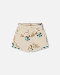 Printed French Terry Short Off-White And Koala - G30F26_096