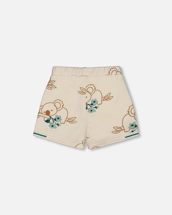 Printed French Terry Short Off-White And Koala - G30F26_096