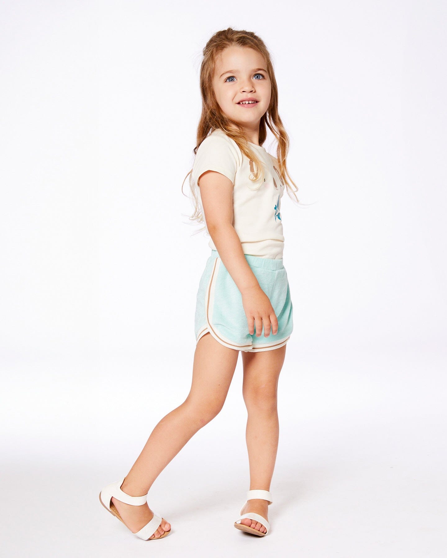 Terry Cloth Short Turquoise And Beige - G30F27_424