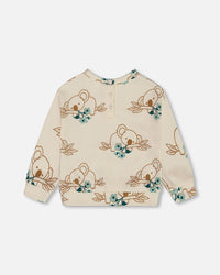 Printed French Terry Sweatshirt Off-White And Koala - G30F30_096