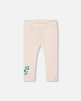 Organic Cotton Legging Cream With Blue Flowers