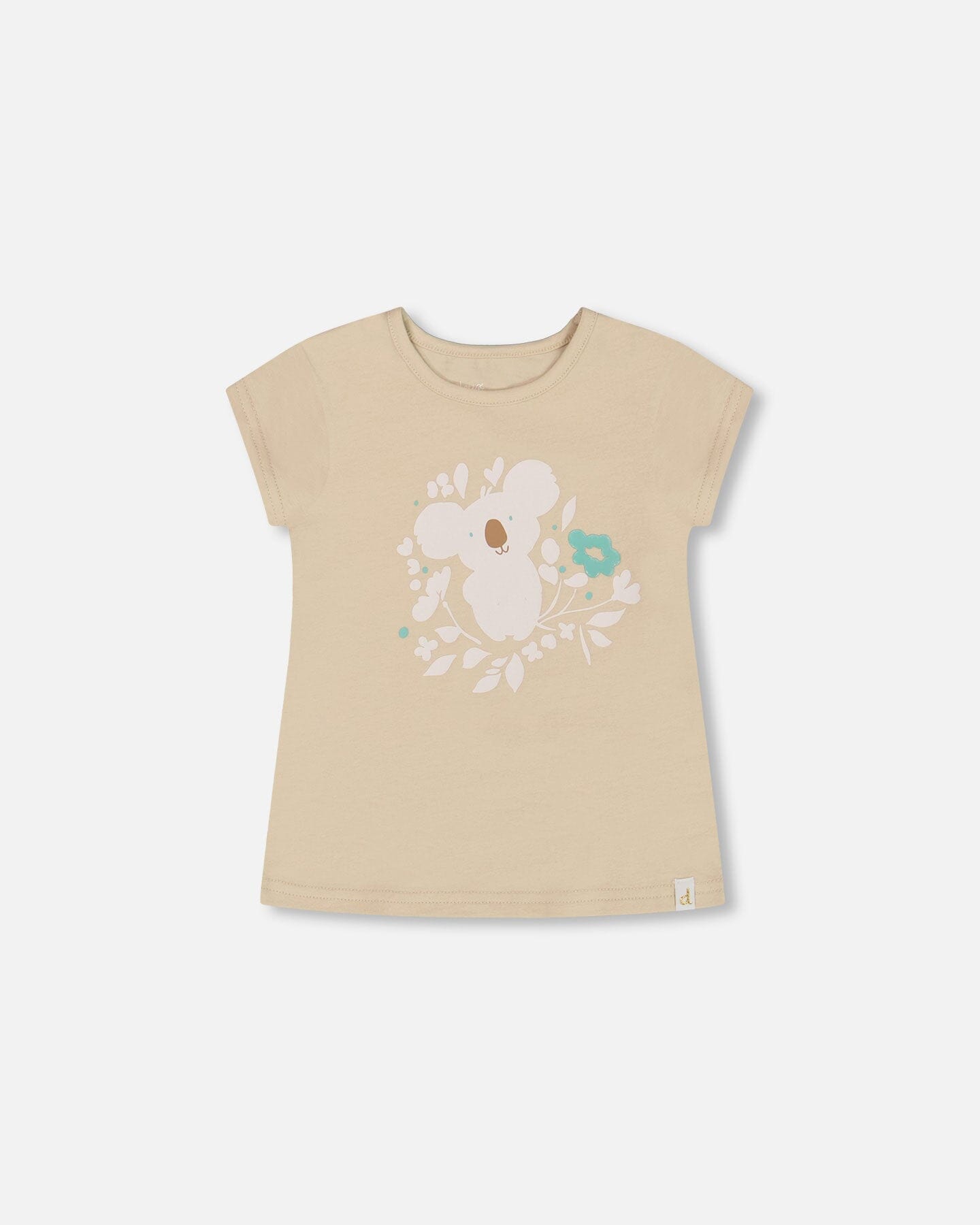 Organic Cotton Tee Beige And Cream Koala Tees & Tops Deux par Deux 