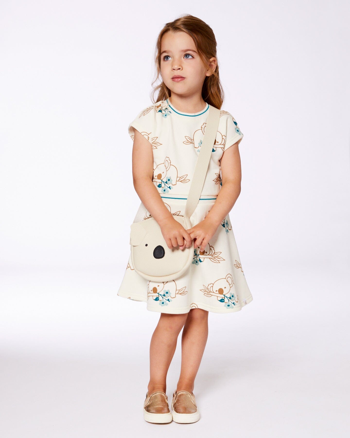 Printed French Terry Dress Off-White And Koala - G30F87_096