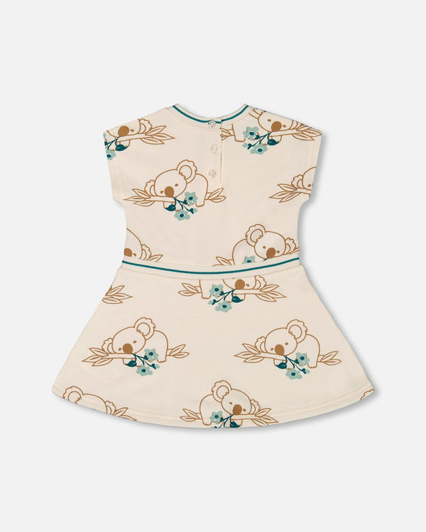 Printed French Terry Dress Off-White And Koala - G30F87_096