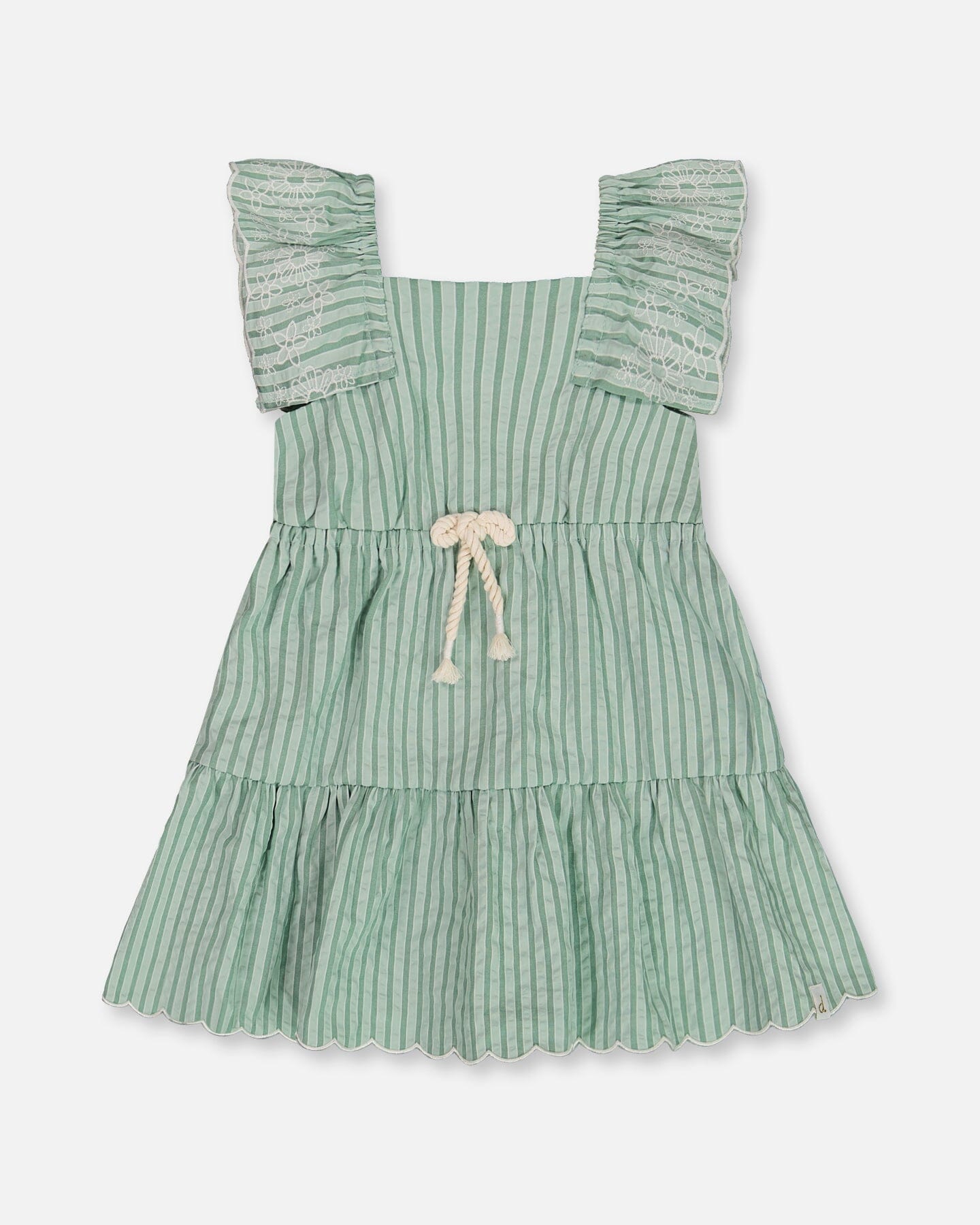 Chambray Dress With Embroidery Mint Green Striped - G30F88_410