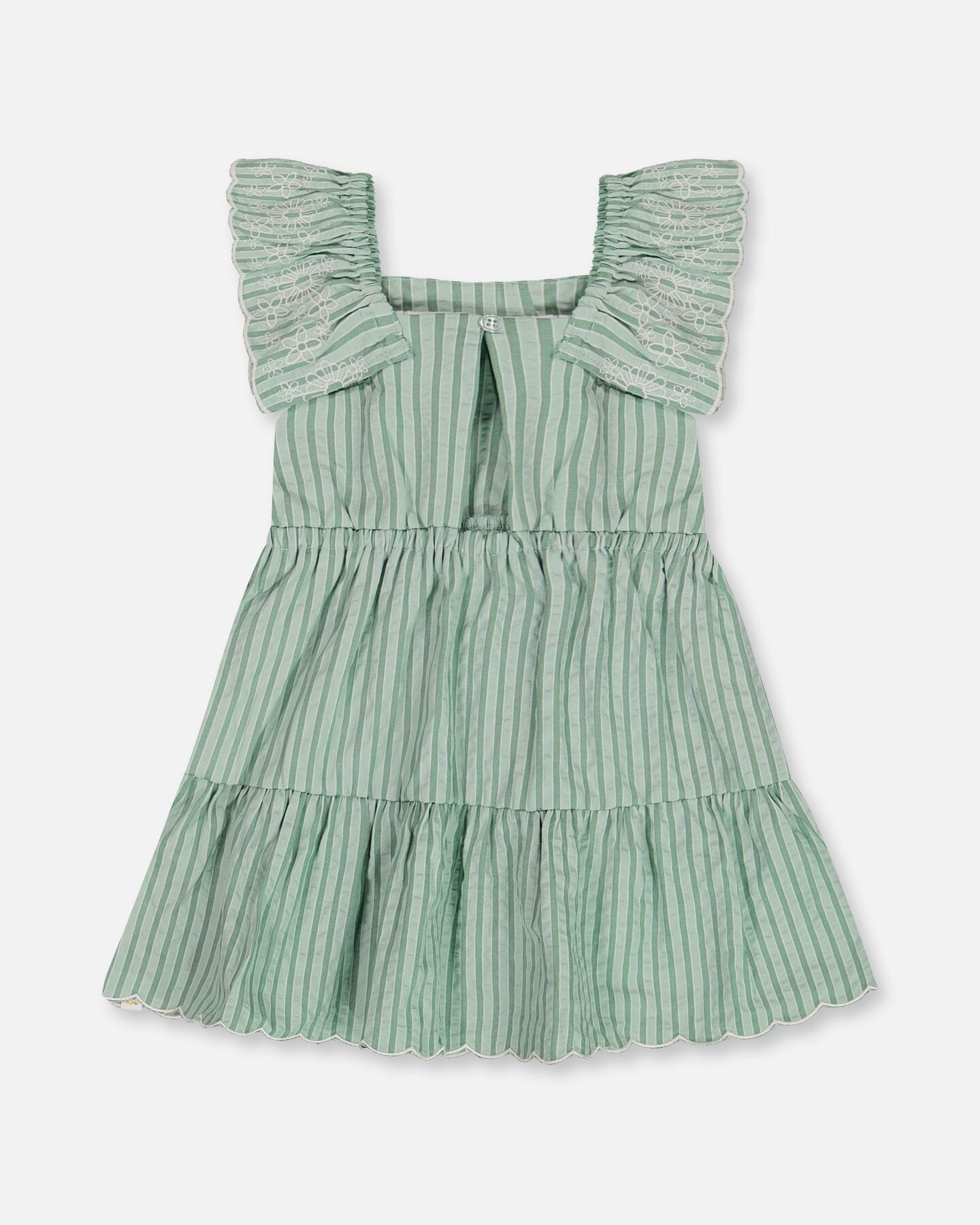 Chambray Dress With Embroidery Mint Green Striped - G30F88_410