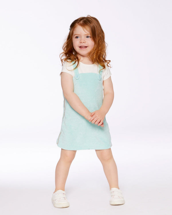 Terry Cloth Dress Turquoise And Off-White - G30F89_424