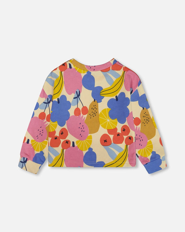 Printed French Terry Sweatshirt Fruits On Yellow Background - G30G30_094