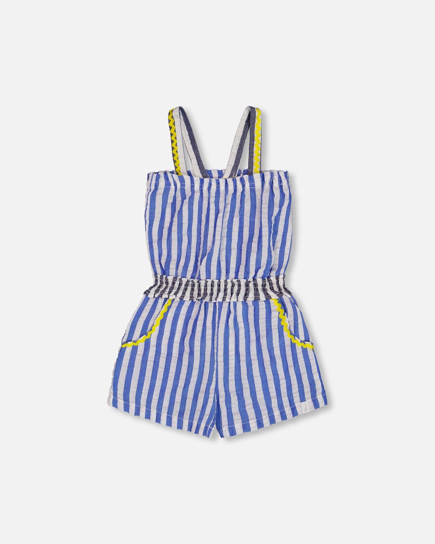 Sleeveless Seersucker Romper Blue And White Striped - G30G40_298