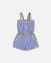 Sleeveless Seersucker Romper Blue And White Striped - G30G40_298