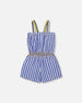 Sleeveless Seersucker Romper Blue And White Striped - G30G40_298