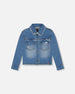 Frayed Denim Jacket With Embroidery Jeans Blue - G30G50_123