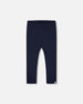 Organic Cotton Capri Leggings With Mesh Navy Blue - G30G60_481