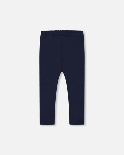 Organic Cotton Capri Leggings With Mesh Navy Blue - G30G60_481