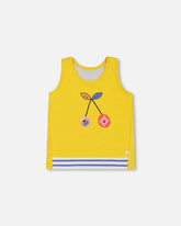 Organic Cotton Tank Top Yellow And Cherries