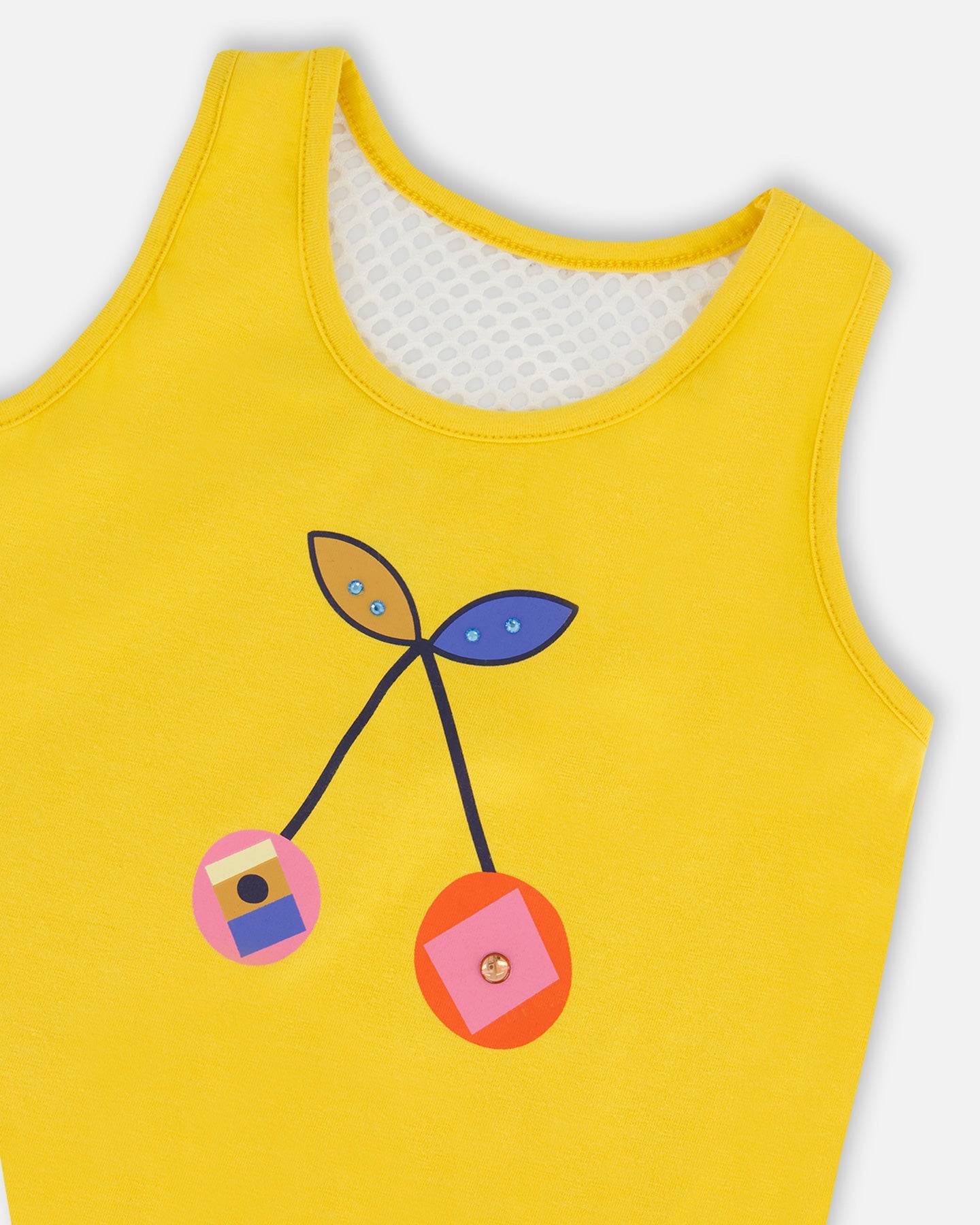 Organic Cotton Tank Top Yellow And Cherries - G30G70_230