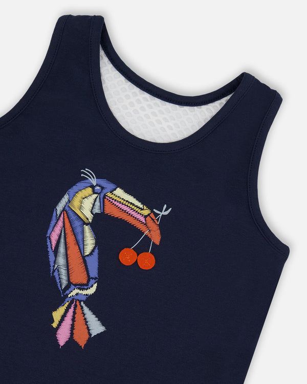 Organic Cotton Tank Top Navy Blue And Toucan - G30G70_481