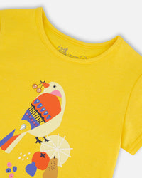 Organic Cotton Tee Yellow And Birds - G30G72_230