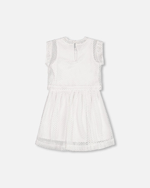 Bi-Material Mesh And Organic Cotton Dress Snow White - G30G87_100