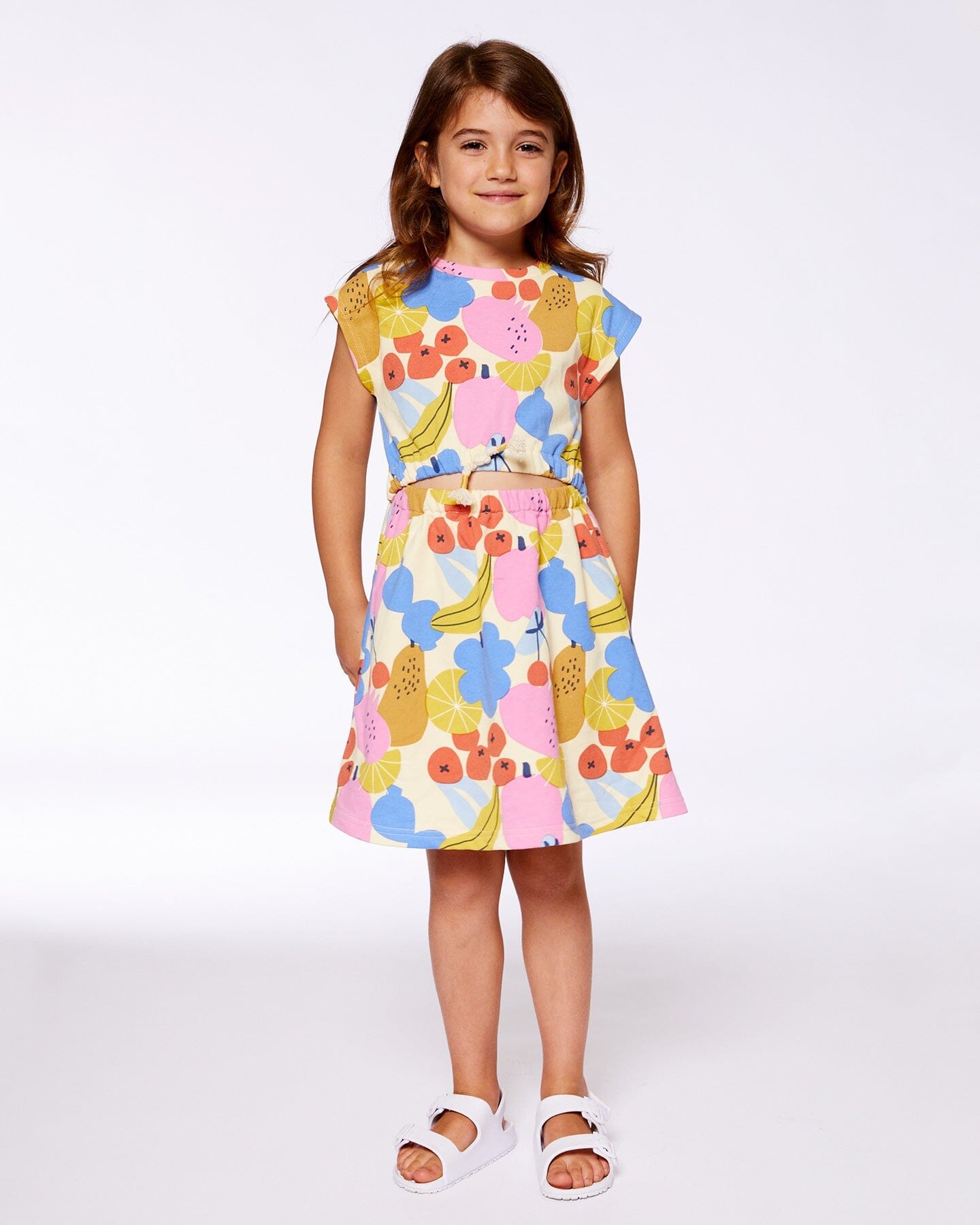 Printed French Terry Dress Fruits On Yellow Background - G30G88_094