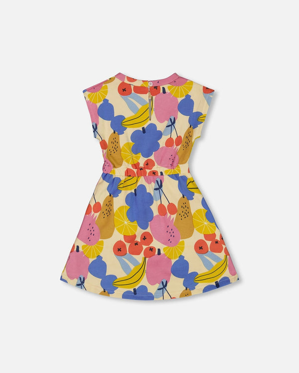 Printed French Terry Dress Fruits On Yellow Background - G30G88_094