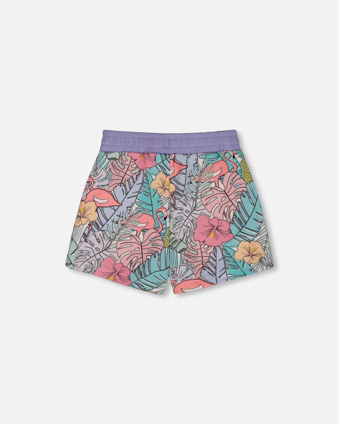 Printed French Terry Short Lilac Tropical And Pink Flamingos - G30H26_060