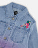 Denim Jacket With Embroidery Floral Jeans Blue - G30H50_125