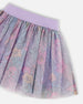 Printed Mesh Skirt Lilac Tropical And Pink Flamingos - G30H80_060