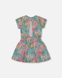 Printed French Terry Dress Lilac Tropical And Pink Flamingos - G30H88_060