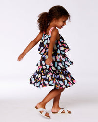 Printed Tiered Dress Ice Lollipops And Black - G30H89_000