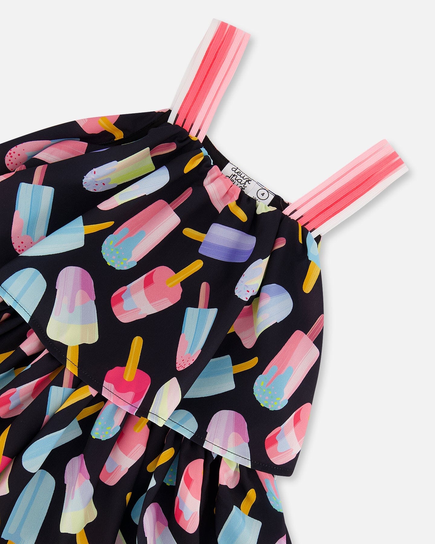 Printed Tiered Dress Ice Lollipops And Black - G30H89_000