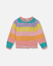 Cotton Sweater With Fringe Multicolor Stripes - G30HT31_000