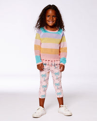 Cotton Sweater With Fringe Multicolor Stripes - G30HT31_000