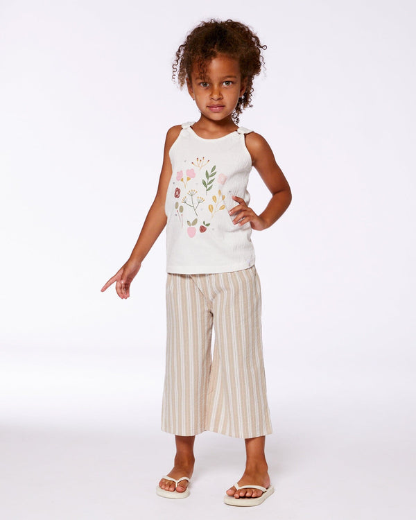 Wide Leg Capri Linen Pant White And Sage Striped - G30I20_000