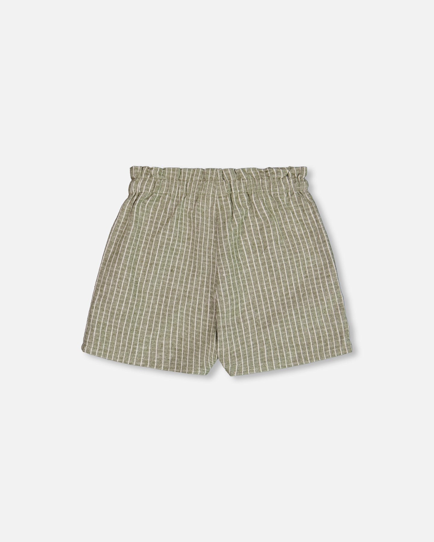 Linen Short With Pockets Medium Green And Cream Striped - G30I27_365