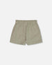 Linen Short With Pockets Medium Green And Cream Striped - G30I27_365