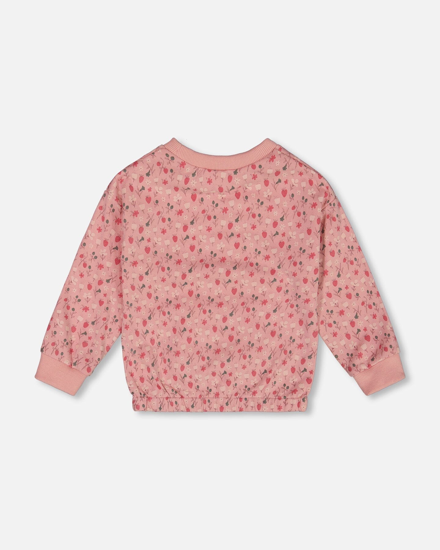 Printed French Terry Sweatshirt Old Pink And Flowers - G30I30_099