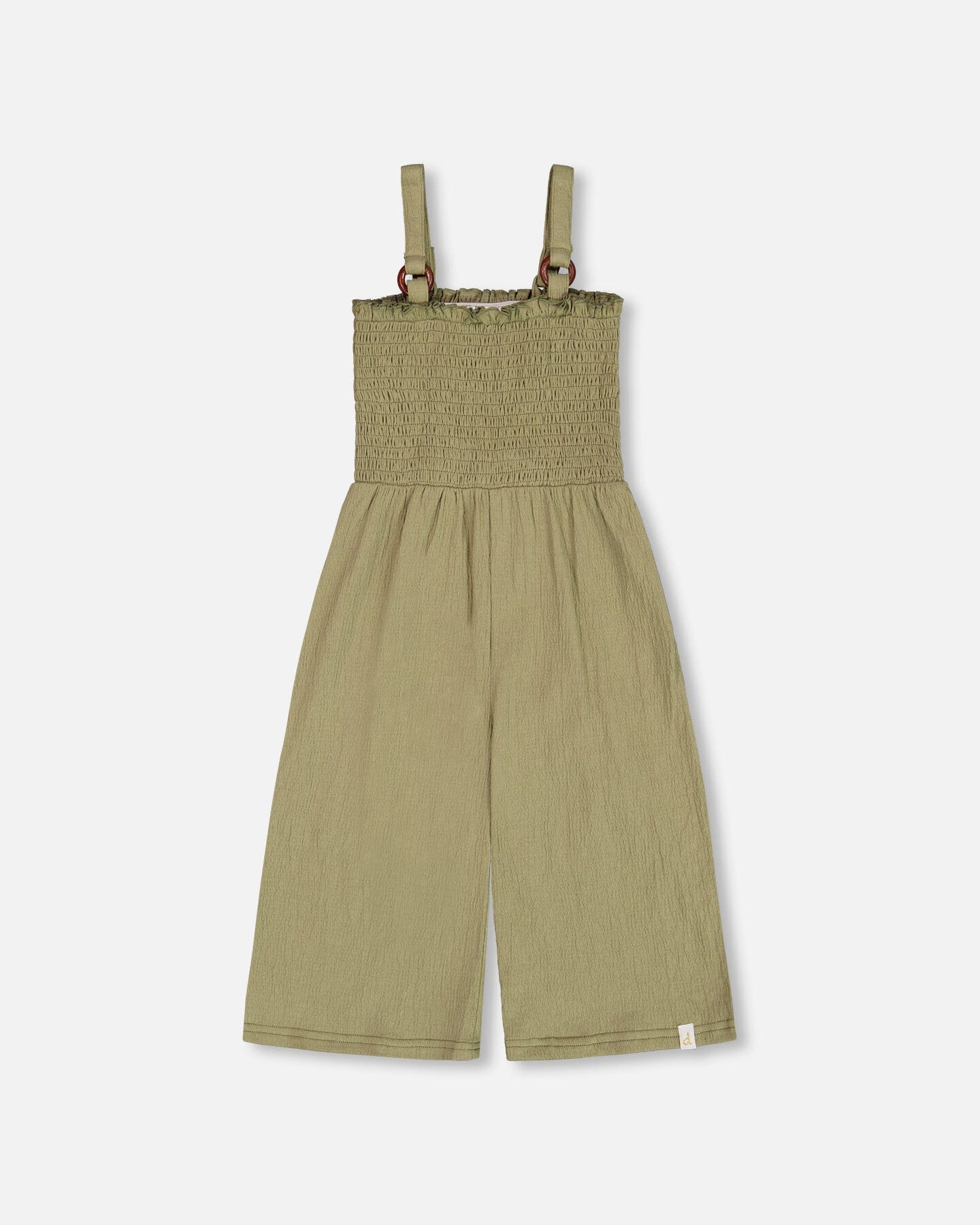 Smocked Crinkle Jersey Jumpsuit Olive Green - G30I41_365