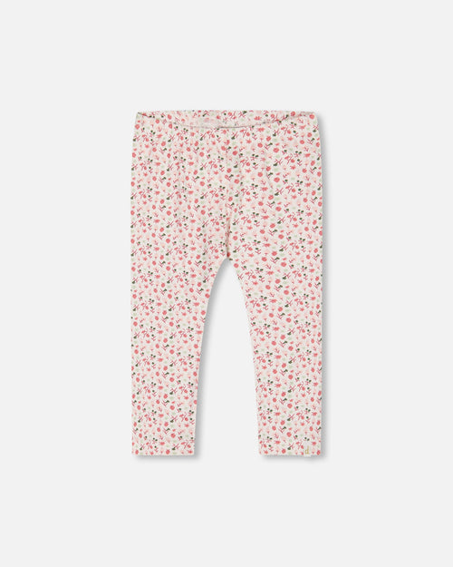 Printed Capri Legging Small Flowers On Cream Background - G30I61_097