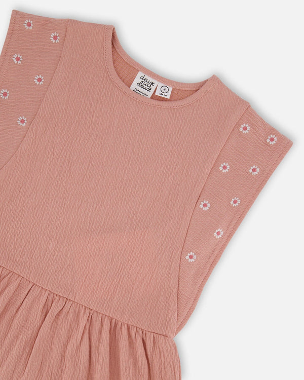 Crinkle Jersey Tunic With Embroidery Dark Old Pink - G30I76_810